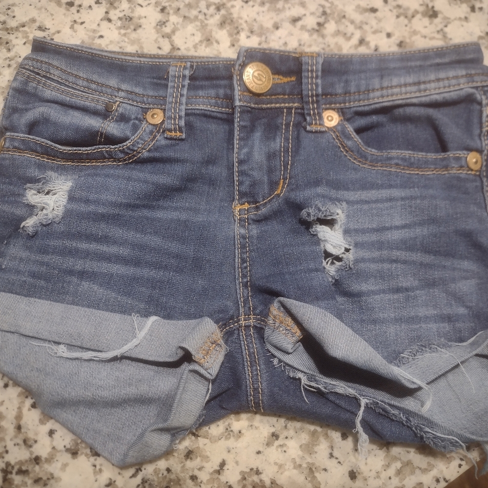 Seven7 Rocker Slim Distressed Jean Shorts